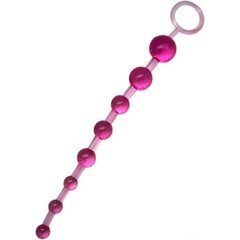  Розовая анальная цепочка с ручкой 29,5 см 