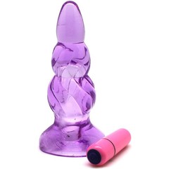  Фиолетовая анальная вибропробка 9 см 