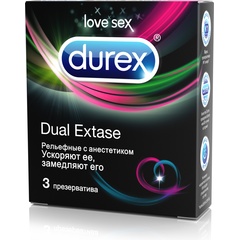  Рельефные презервативы с анестетиком Durex Dual Extase 3 шт 