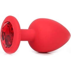  Красная силиконовая пробка с красным кристаллом размера M 8 см 