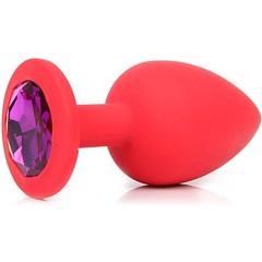  Красная силиконовая пробка с фиолетовым кристаллом размера L 9,2 см 