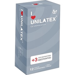  Презервативы с рёбрами Unilatex Ribbed 12 шт. 3 шт. в подарок 