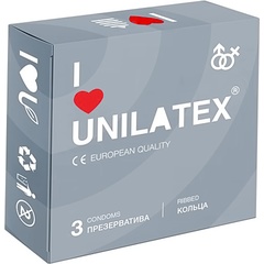  Презервативы с рёбрами Unilatex Ribbed 1 блок (12 упаковок по 3 презерватива в каждой) 