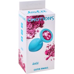  Малая голубая анальная пробка Emotions Cutie Small с розовым кристаллом 7,5 см 