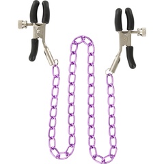  Зажимы для сосков Nipple Chain Metal на фиолетовой цепочке 