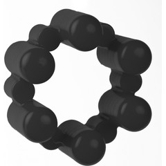  Чёрное эрекционное кольцо с вибрацией Sixshot 