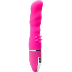  Розовый вибратор PURRFECT SILICONE DELUXE VIBE с шипиками в основании 15 см 