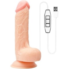  Телесный USB-вибратор с присоской REALSTUFF 7.5INCH FLESH 19 см 