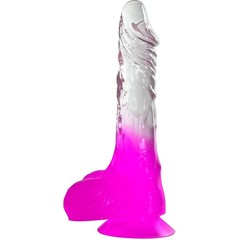  Фиолетовый фаллоимитатор с прозрачным стволом и присоской 17,8 см 