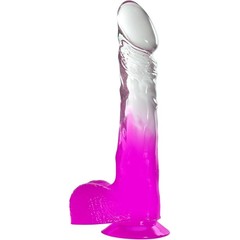  Фиолетовый фаллоимитатор с прозрачным стволом и присоской 20 см 