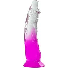  Фиолетовый фаллоимитатор без мошонки с прозрачным стволом и присоской 15 см 