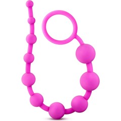  Розовая анальная цепочка Luxe Silicone 10 Beads 32 см 