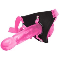 Розовый страпон Climax Strap-on Pink Ice Dong Harness set 17,8 см 