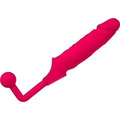  Розовая насадка на пенис с анальной втулкой-шаром 