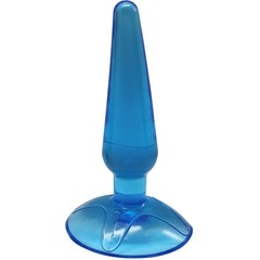  Голубая анальная пробка Butt Plug на присоске 11 см 
