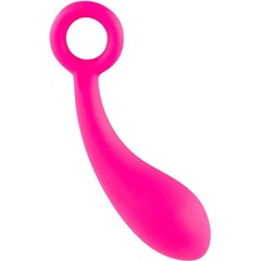  Гладкий розовый стимулятор с ручкой-кольцом Dildo Naughty Pink 18,5 см 
