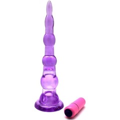  Фиолетовый анальный конус с вибропулькой 17 см 