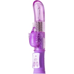  Фиолетовый вибратор High-Tech fantasy с бабочкой для клитора 22,4 см 