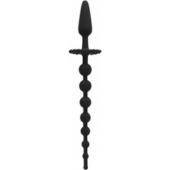  Чёрная анальная елочка с рукоятью в виде пробки No.54 Butt Plug with Anal Chain 