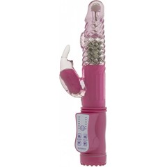  Розовый вибратор Vibrating Rabbit с клиторальным отростком 22 см 