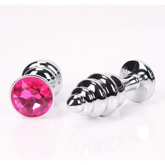  Серебристая рифленая пробка с красным кристаллом 9 см 