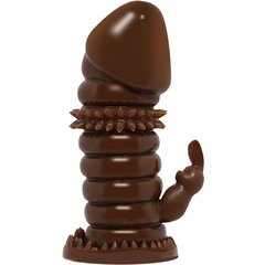  Коричневая стимулирующая насадка на пенис 13 см 
