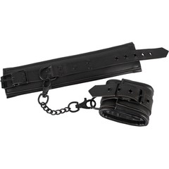  Чёрные наручники с мягкими манжетами из искусственной кожи 