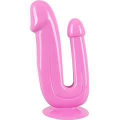  Розовый анально-вагинальный фаллоимитатор 17,5 см 