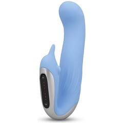  Голубой вибромассажер с клиторальной стимуляцией SEDUCER DUAL MOTOR DOLPHIN VIBRATOR 15 см 