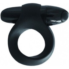  Чёрное эрекционное кольцо с виброэлементом MOJO BATEAU 