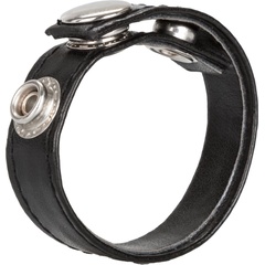  Черная кожаная утяжка для пениса Leather 3-Snap Ring 