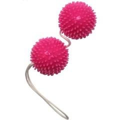  Розовые вагинальные шарики с шипами на шнурке 