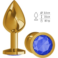  Золотистая средняя пробка с синим кристаллом 8,5 см 