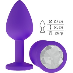  Фиолетовая силиконовая пробка с прозрачным кристаллом 7,3 см 