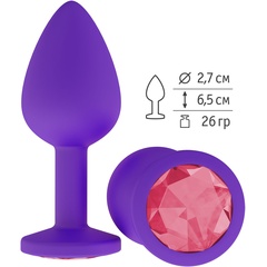  Фиолетовая силиконовая пробка с малиновым кристаллом 7,3 см. 
