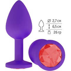  Фиолетовая силиконовая пробка с красным кристаллом 7,3 см 