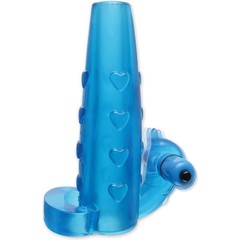  Голубая утолщающая насадка на пенис Deluxe Vibrating Penis Enhancer 15 см 