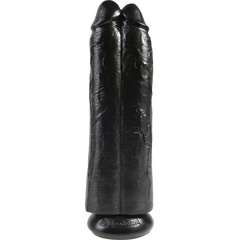  Сдвоенный черный фаллоимитатор на присоске 11 Two Cocks One Hole 30,5 см 