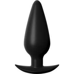  Черная коническая анальная пробка Small Weighted Silicone Plug 10,4 см 