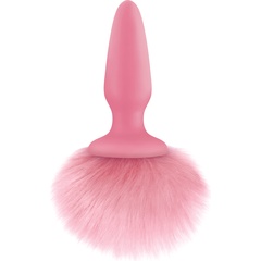  Розовая анальная пробка с коротким розовым хвостиком Bunny Tails 