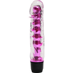 Прозрачно-розовой вибратор с пупырышками 17,5 см 
