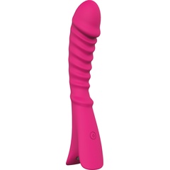  Розовый перезаряжаемый вибратор с ребрышками NAUGHTY BARONESS 12,5 см 