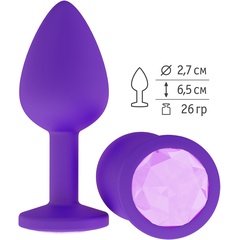  Фиолетовая силиконовая пробка с сиреневым кристаллом 7,3 см 