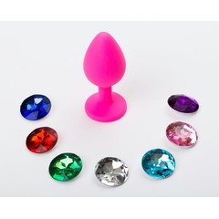  Розовая малая силиконовая пробка с 7 сменными кристаллами 7,1 см 