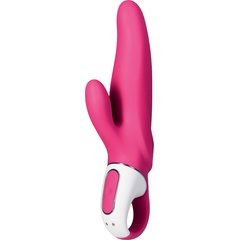  Ярко-розовый вибратор Satisfyer Mr. Rabbit с клиторальным отростком 22,1 см 