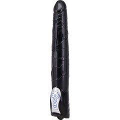  Чёрный вибромассажер Long John Realistic Thrusting Vibrator с функцией толкания 20 см 