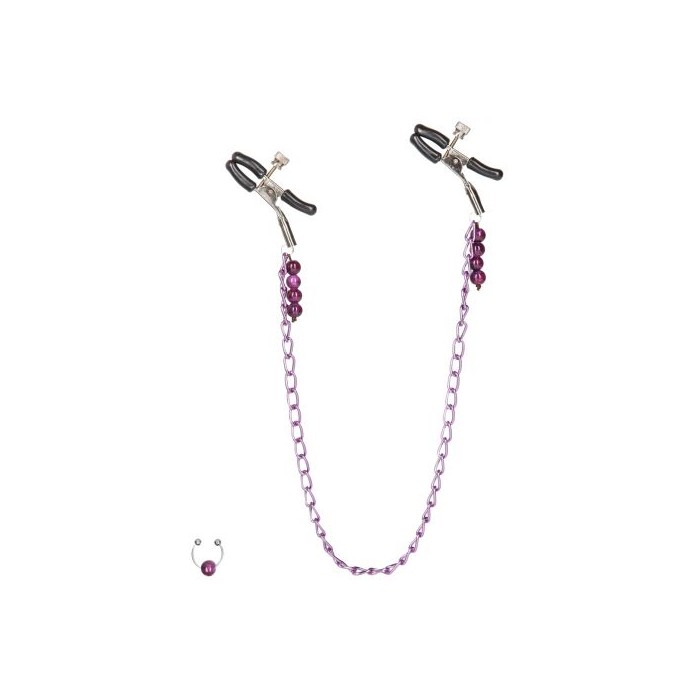Фиолетовая цепь с зажимами на соски Purple Chain Nipple Clamps - Nipple Play