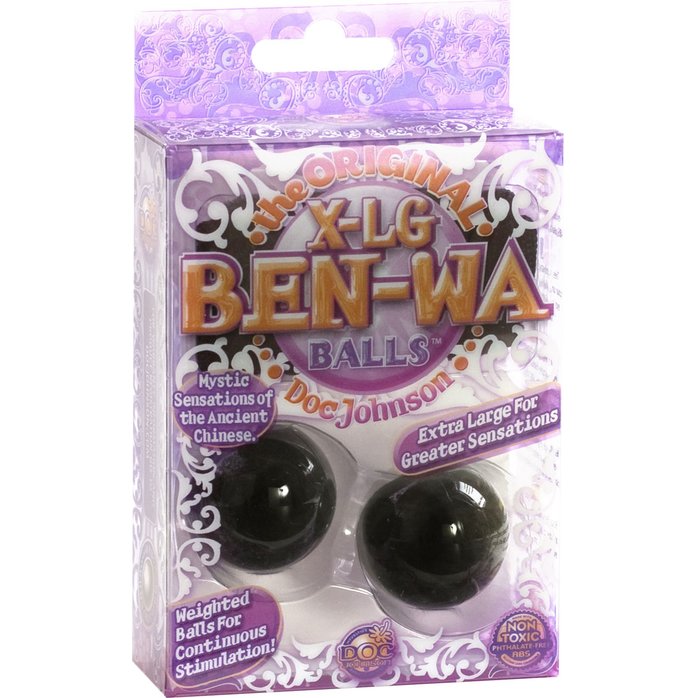 Тяжелые вагинальные шарики черного цвета X-LARGE BEN WA BALLS. Фотография 3.