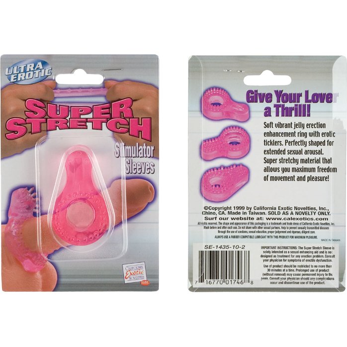 Розовое эрекционное кольцо SUPER STRETCH STIMULATOR SLEEVE - Rings!. Фотография 2.
