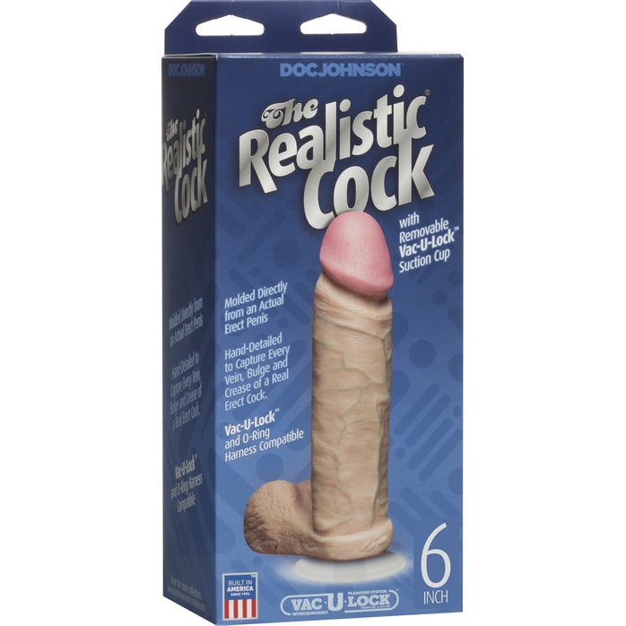 Фаллоимитатор на присоске The Realistic Cock 6” with Removable Vac-U-Lock Suction Cup - 17,3 см - The Realistic Cock. Фотография 3.